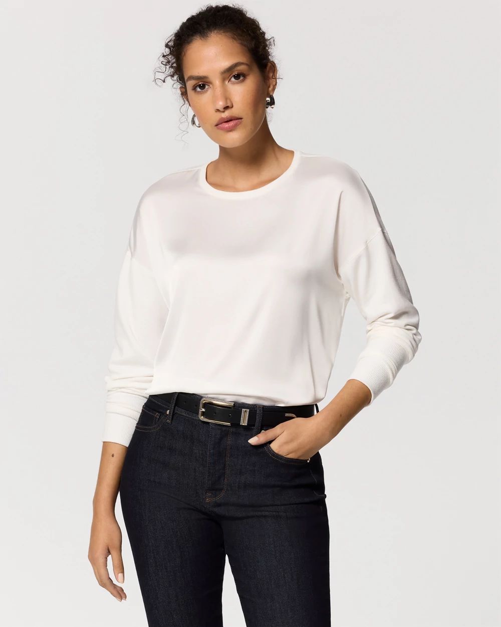 Satin Front Knit Top