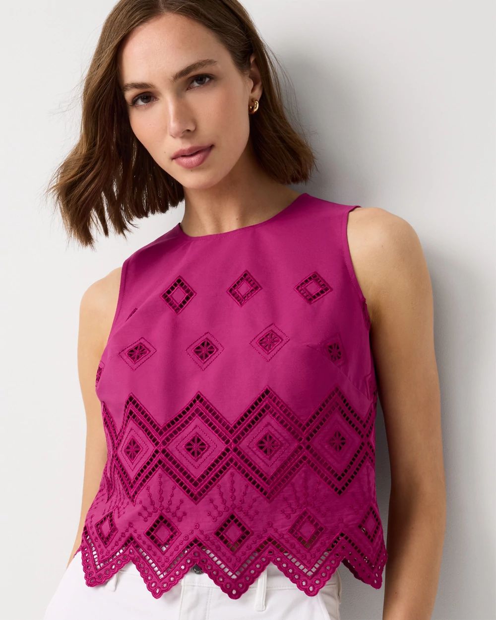 Embroidered Poplin Cropped Top