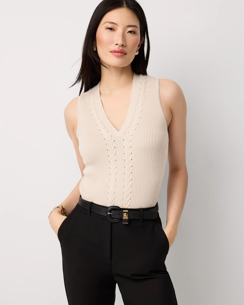 Petite V-neck Knit Tank