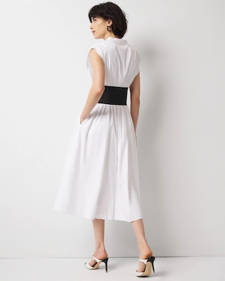 Cap Sleeve Belted Midi Dress click to view larger image.