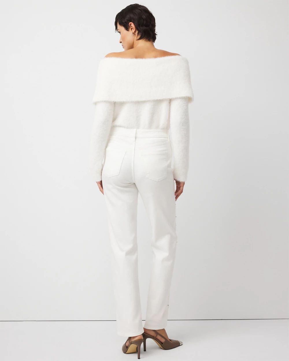 Rhinestone + Glass Pearl Extra High Rise Straight Jean