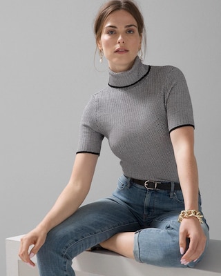 Elbow Sleeve Turtleneck Sweater click to view larger image.