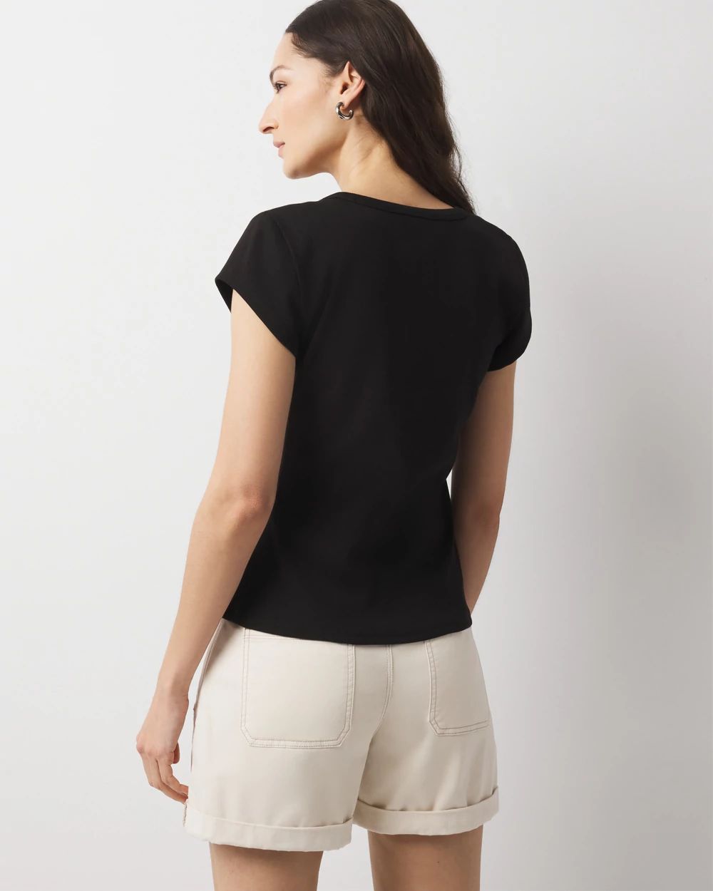 WHBMFORME™ Ribbed Stretch Scoop Neck Tee click to view larger image.