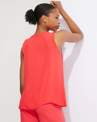 Outlet WHBM Pleated Split-Neck Shell