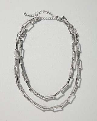 Convertible Silvertone Pavé Link Necklace click to view larger image.