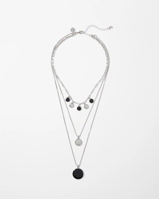 Silver + Black Disc Convertible Necklace