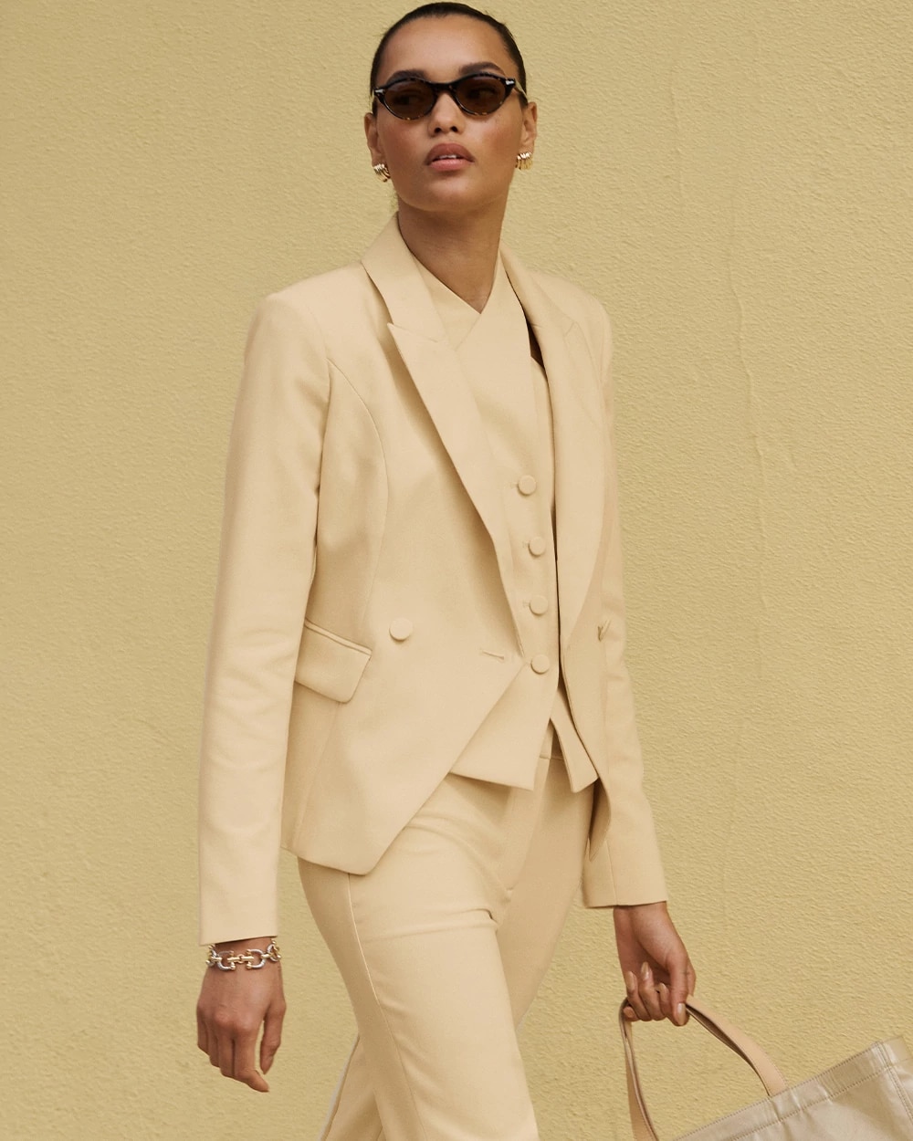 Cropped Double Button Blazer