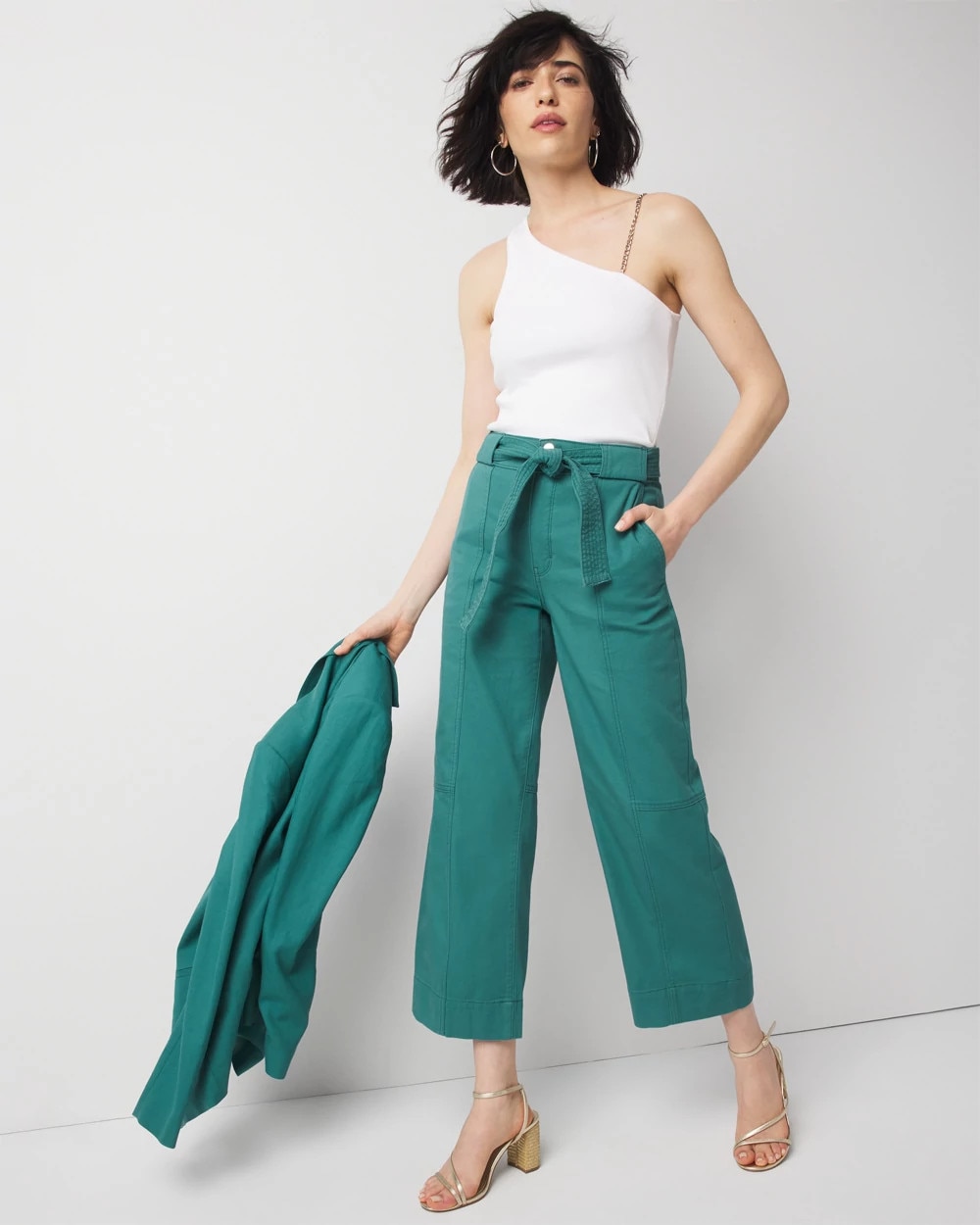 Extra High-Rise Pret Belted Wide Leg Cropped Pant