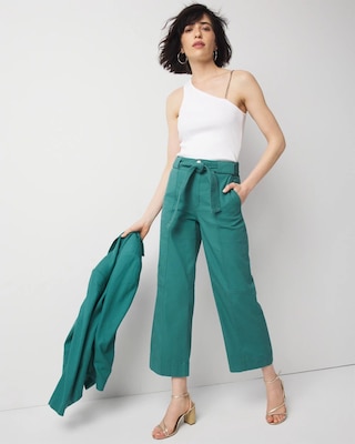 Extra High-Rise Pret Belted Wide Leg Cropped Pant