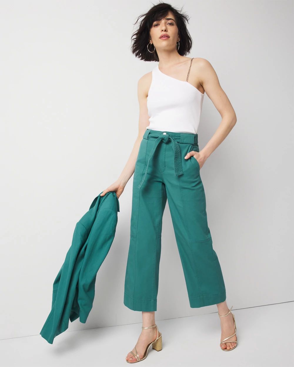 Extra High-Rise Pret Belted Wide Leg Cropped Pant