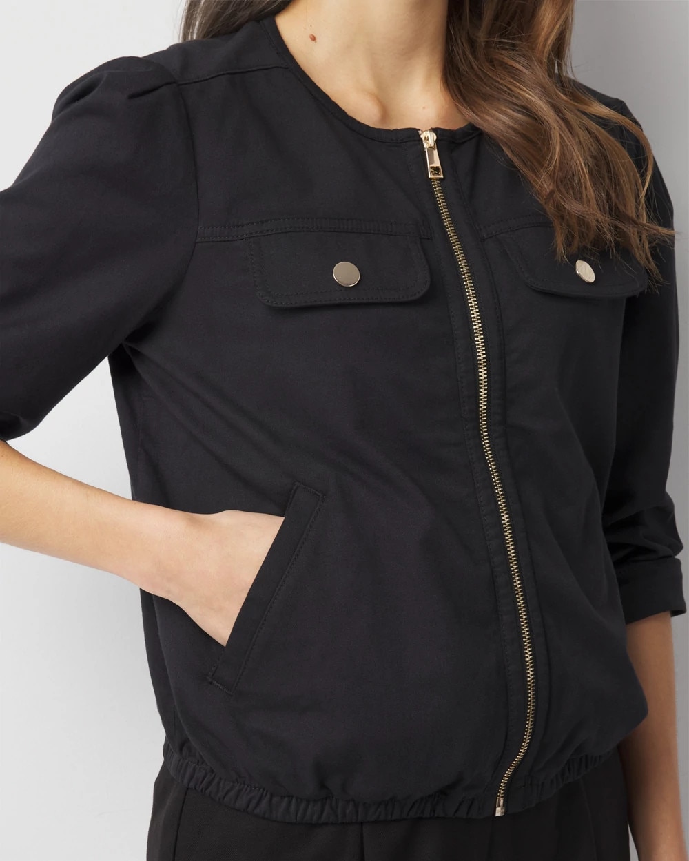 Puff Sleeve Bomber Jacket