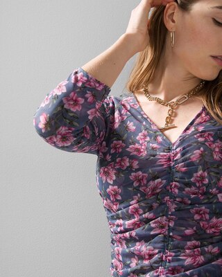 3/4 Sleeve Reversible Mesh Top