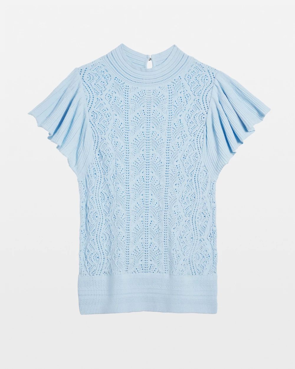 Lace Stitch Ruffle Sleeve Sweater