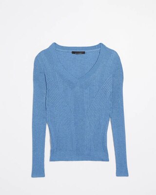 Long Sleeve Cashmere Blend V-Neck Top