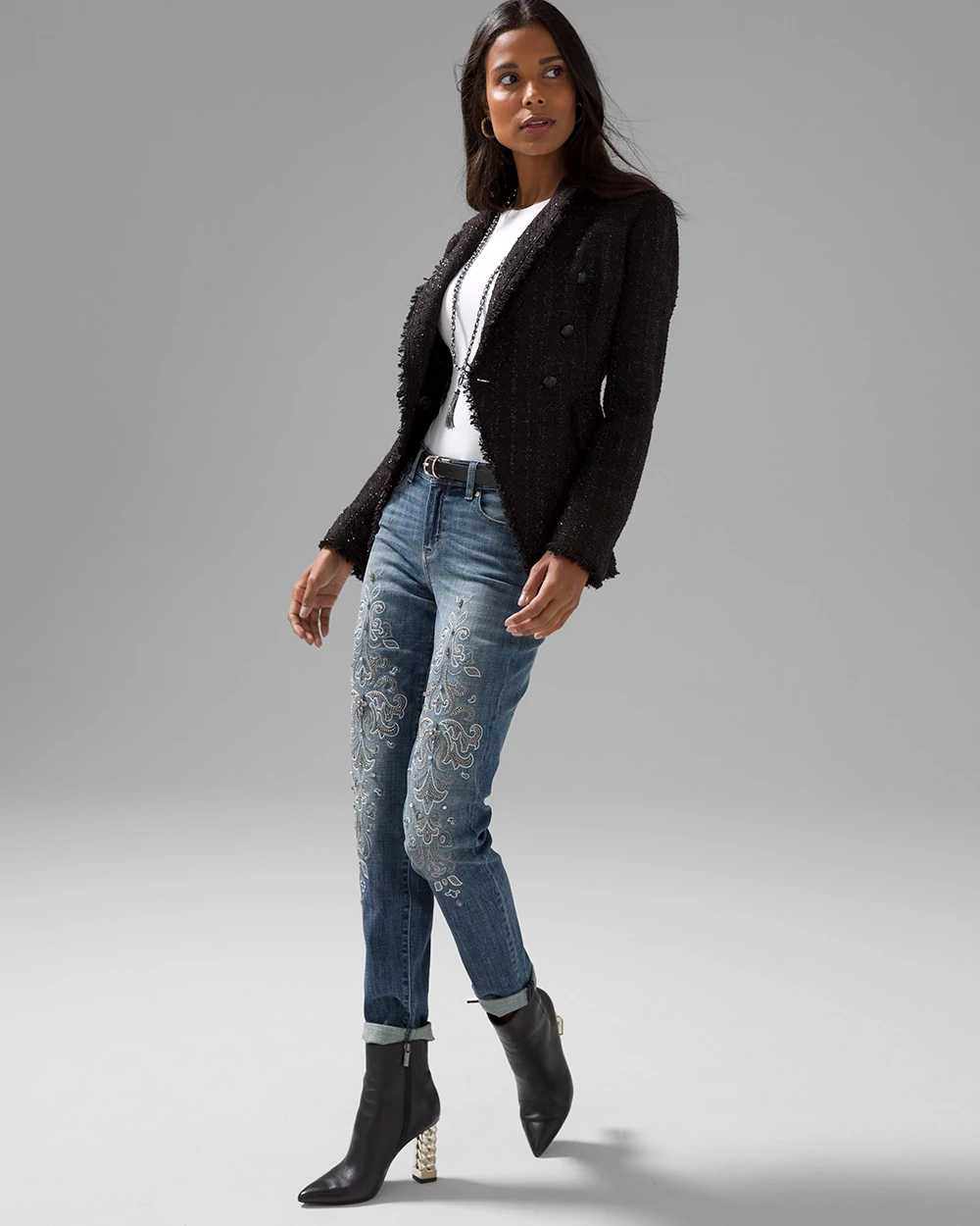 Embroidered 2024 girlfriend jeans