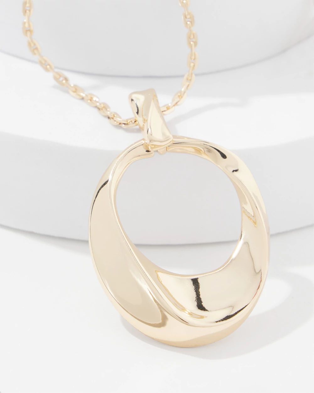 Gold Twisted Pendant Necklace