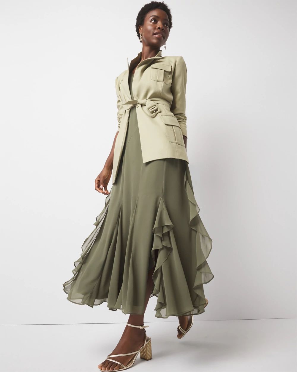 Ruffle Slip Maxi Dress