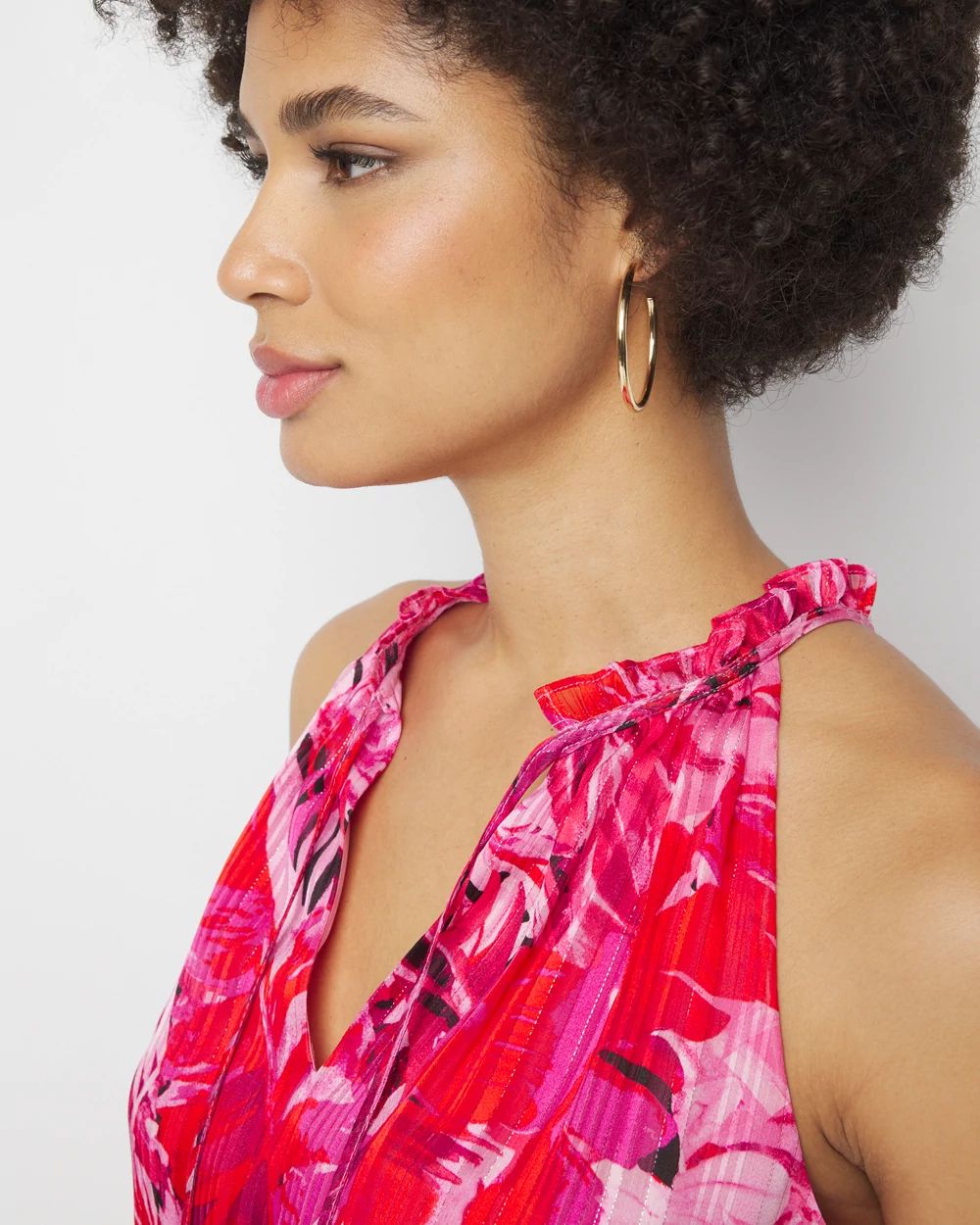 Sleeveless V-Neck Halter Blouson Dress