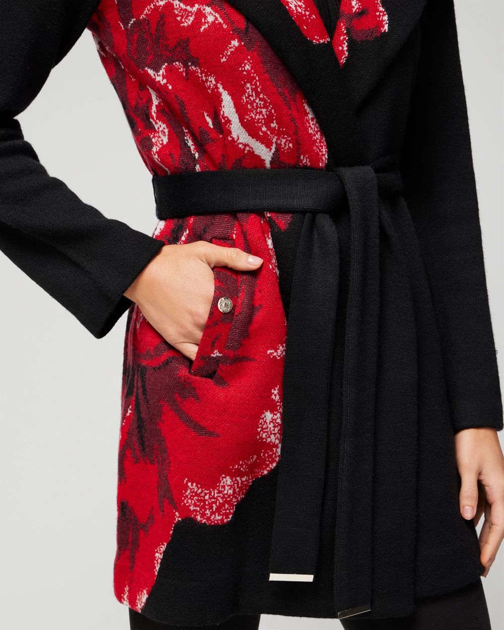 Jacquard Rose Sweater Coat