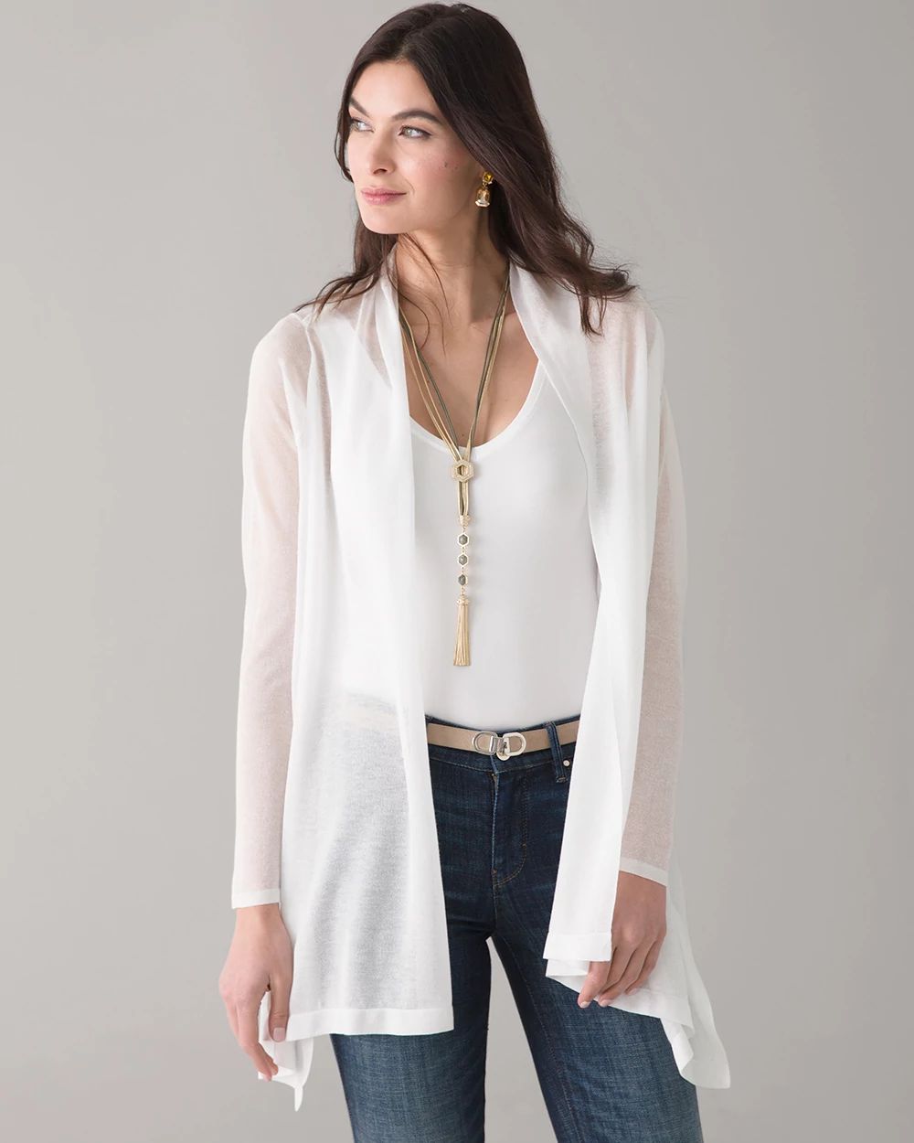 Women s Sheer Coverup Shrug in White Size XL White House Black Market Holiday Tops