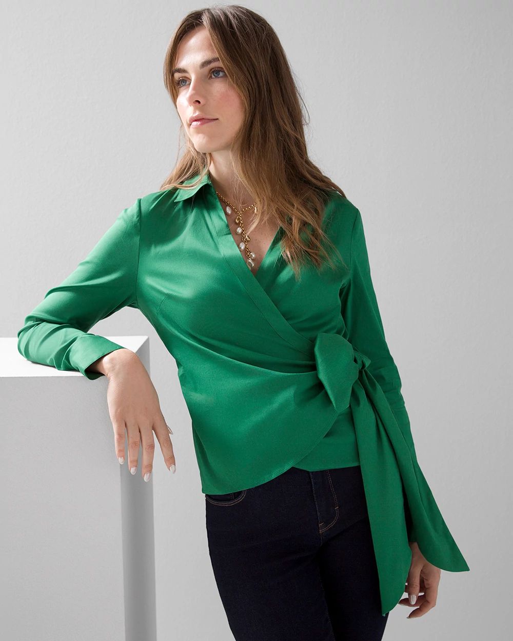 Tie-Waist Poplin Shirt