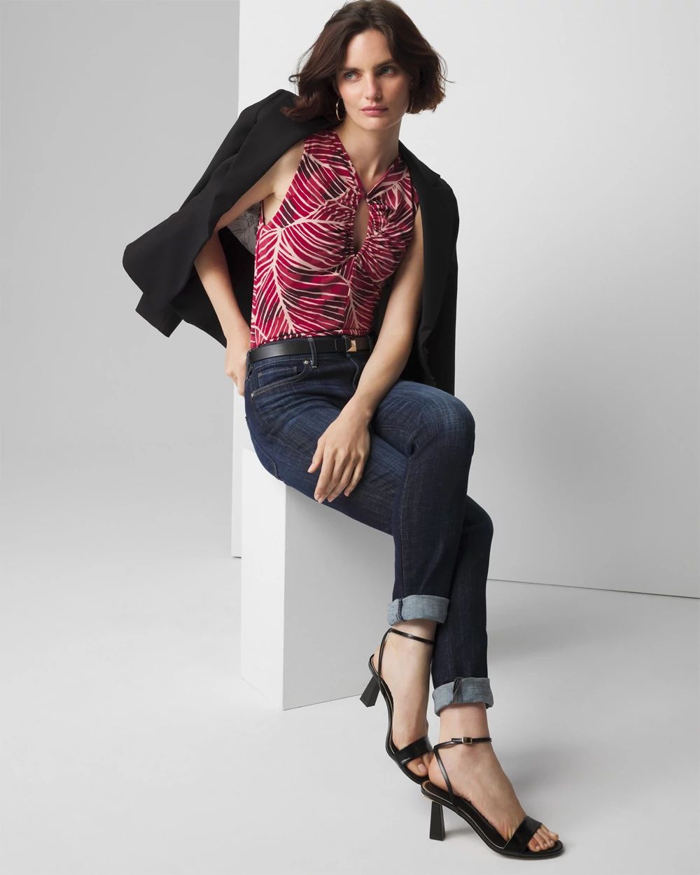 Matte Jersey Ruched Keyhole Tank click to view larger image.