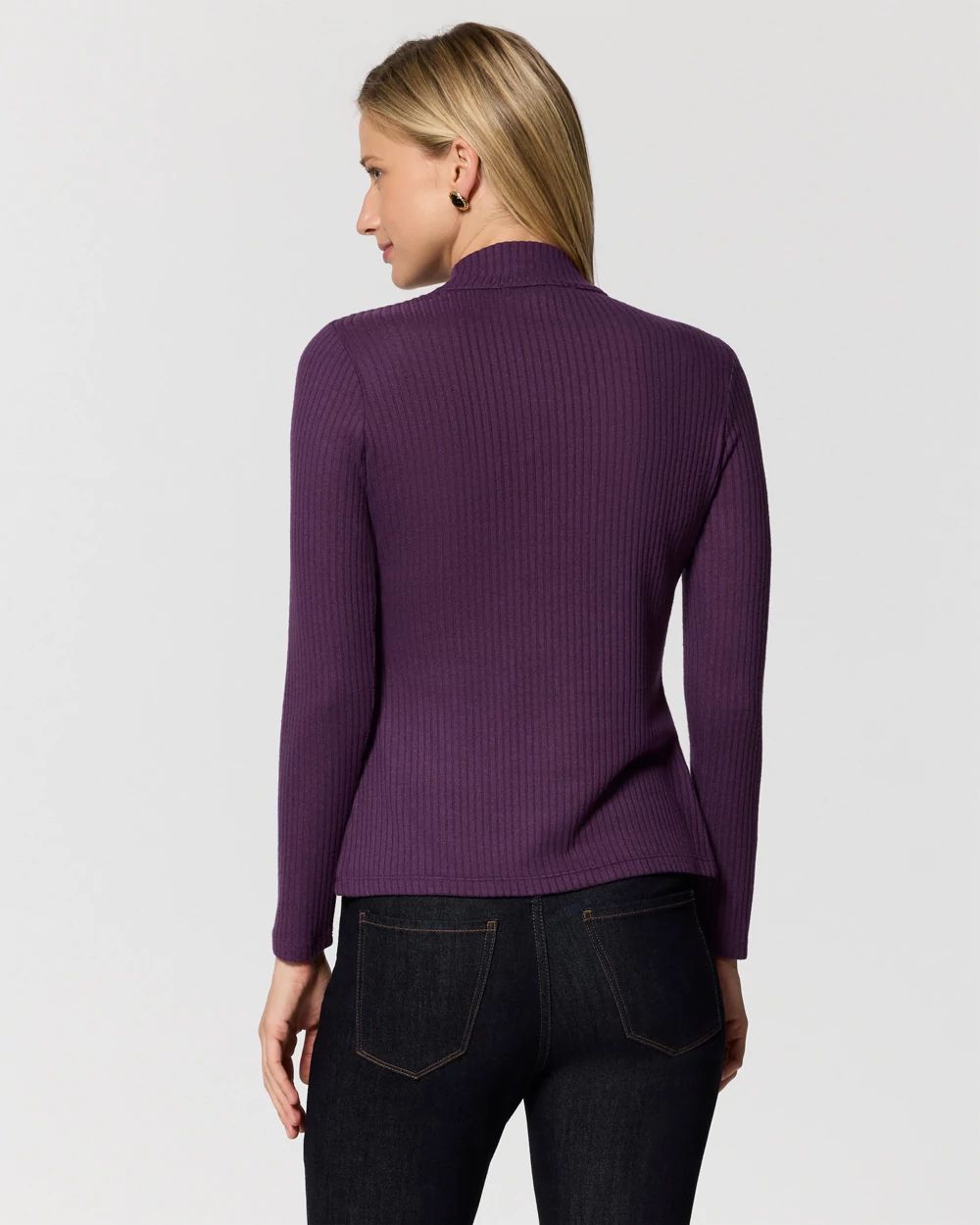 Ribbed Mockneck Long Sleeve Top click to view larger image.