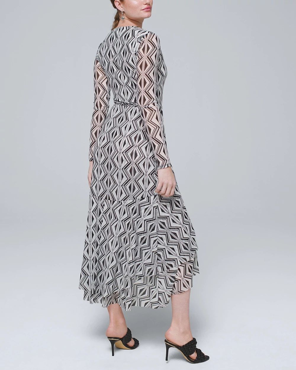 Petite Tiered Mesh Wrap Dress