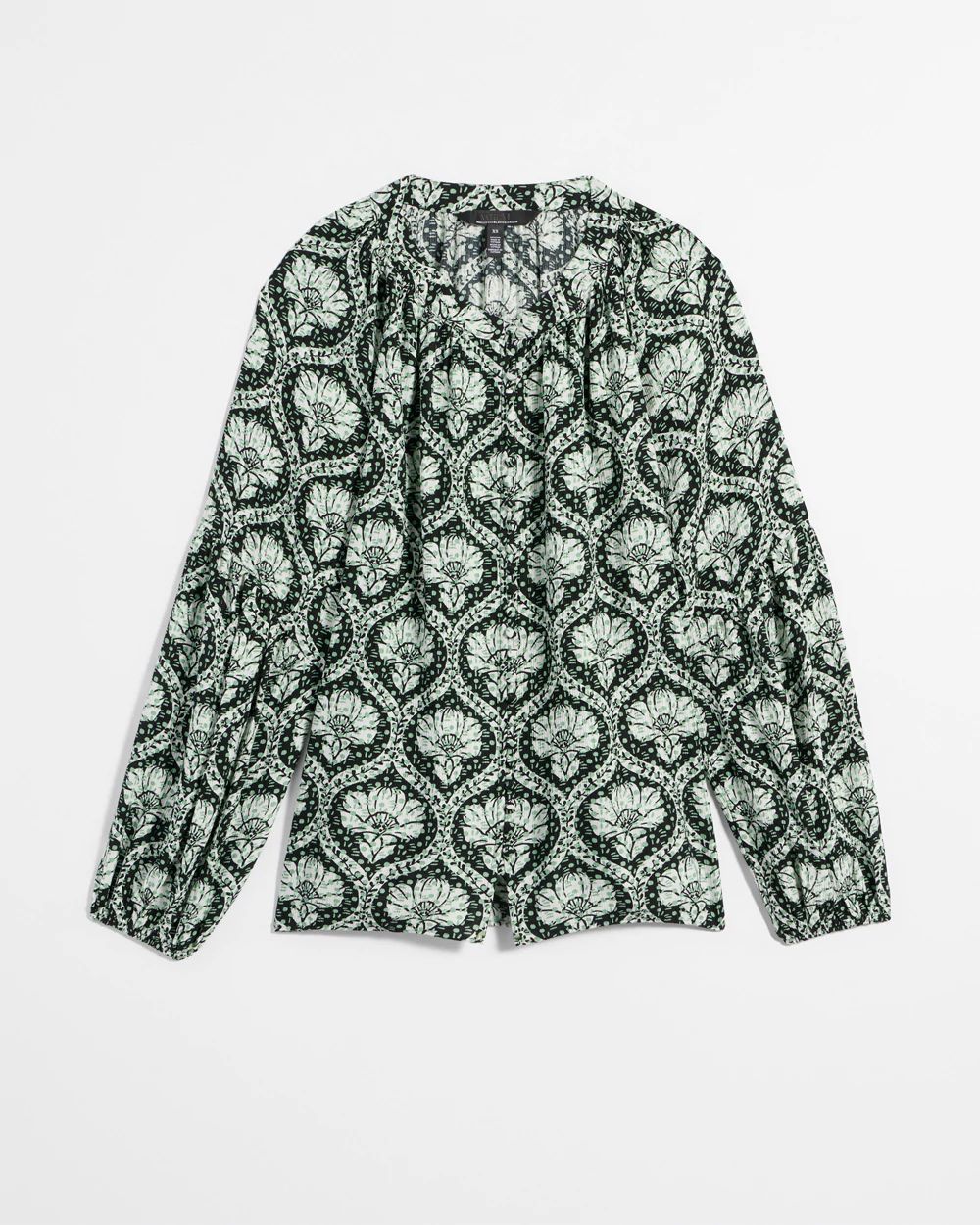Long Sleeve High-Low Printed Blouse