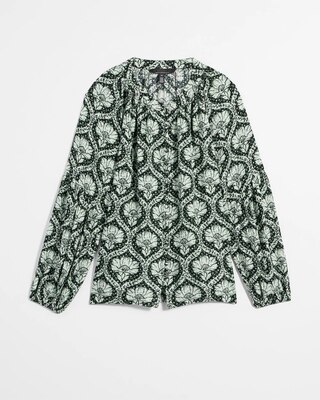 Long Sleeve High-Low Printed Blouse