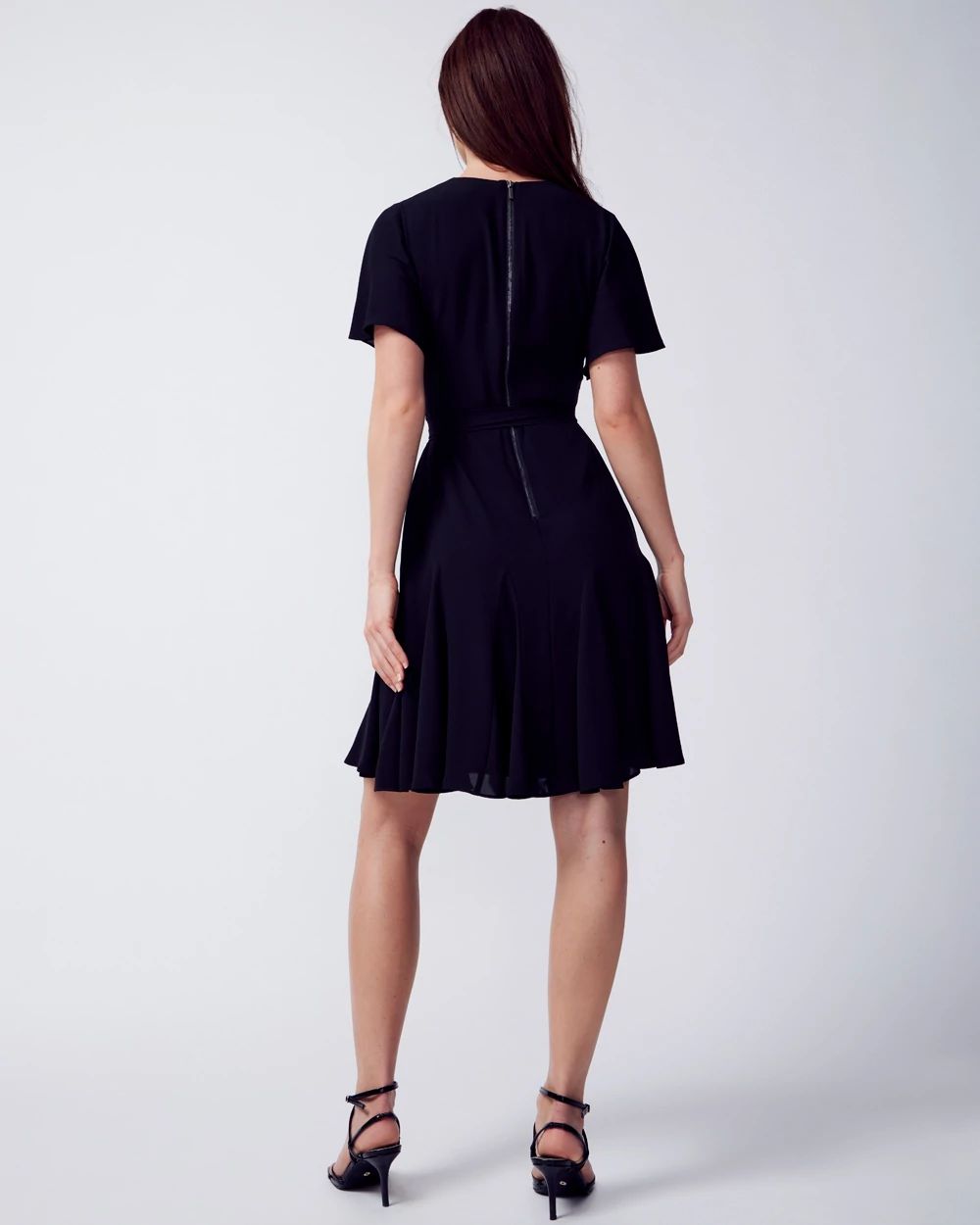 Flutter Sleeve Godet Dress