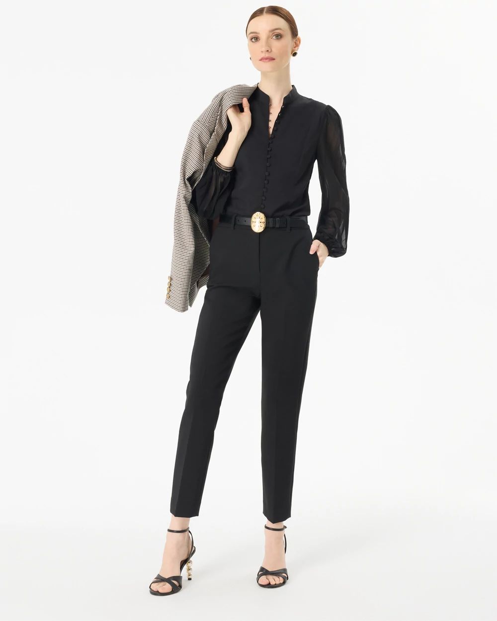 Crepe + Chiffon Button Front Blouse click to view larger image.