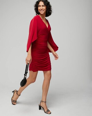 3/4 Flutter Sleeve Matte Jersey Mini Dress