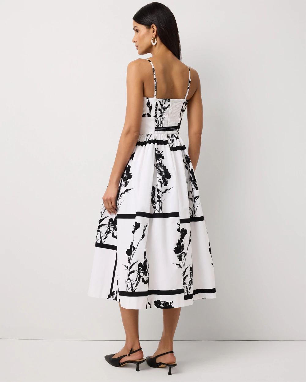 Pleated V-neck Midi Dress