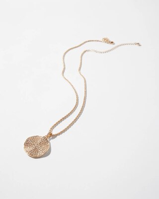Gold Clear Pave Disc Necklace