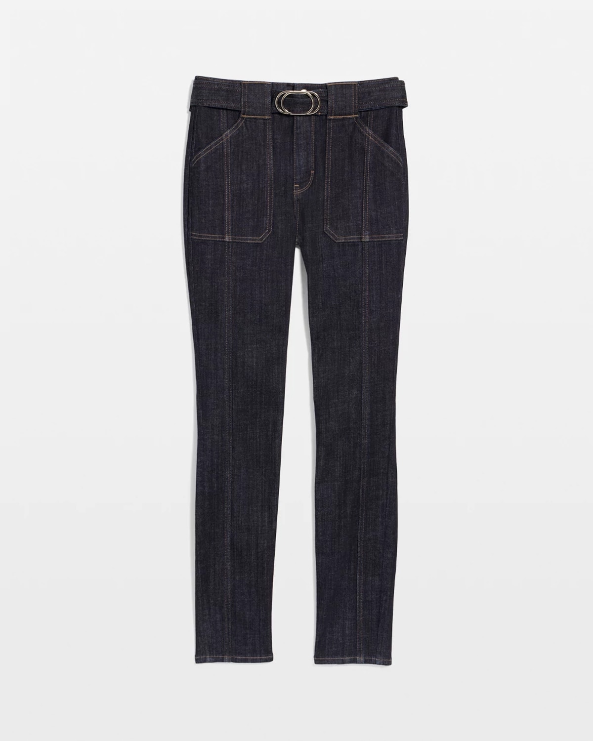 White House Black Market Belted High-rise Skinny Jeans In Blue