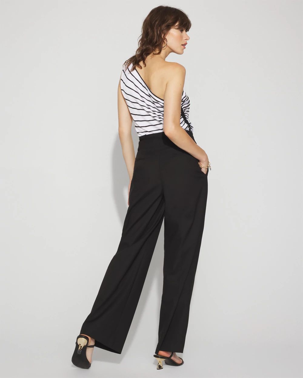 Petite Tab-Waist Wide-Leg Pant