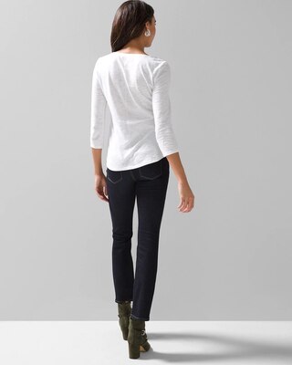 3/4 Sleeve Button Shoulder Tee