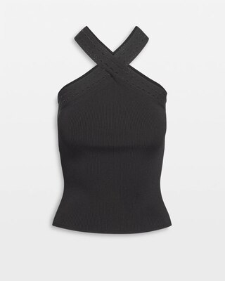 Cutout Trim Halter Sweater Tank