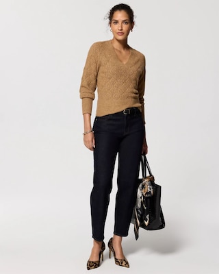 Rib Trim V-neck Sweater click to view larger image.