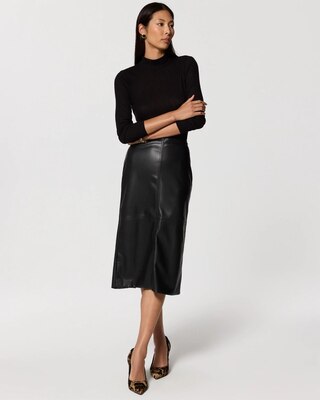 Faux Leather Midi Pencil Skirt