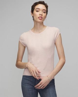 Cashmere Blend Short Sleeve Sweater click to view larger image.