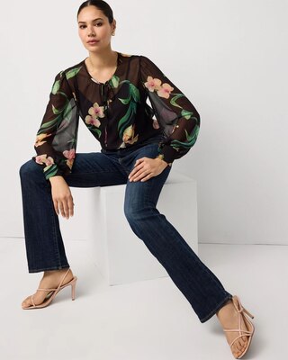 Chiffon Tie-Neck Blouse click to view larger image.