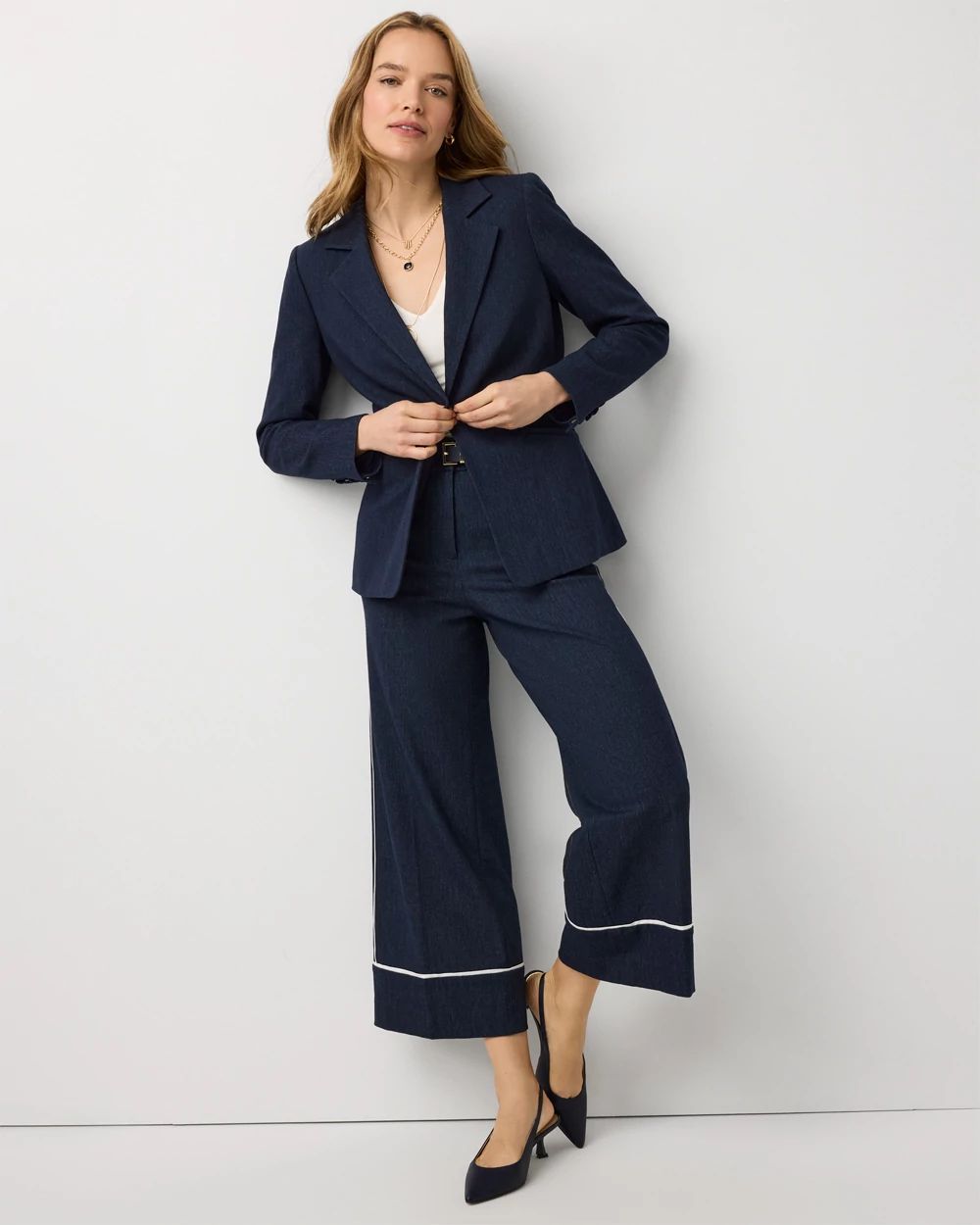 Petite Denim Look Blazer