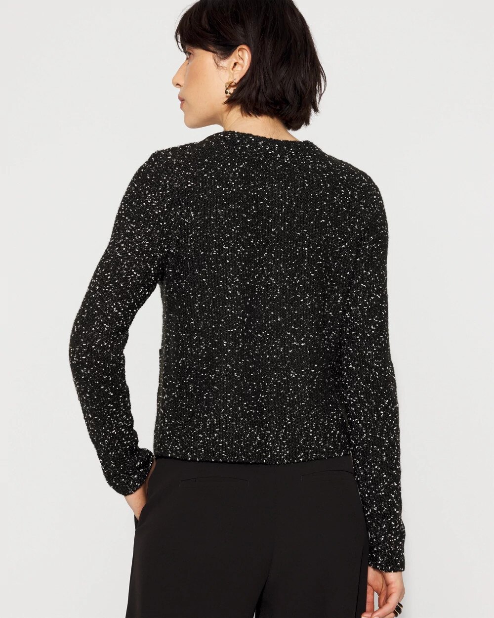 Metallic Tweed Button-Front Cardigan - image 4