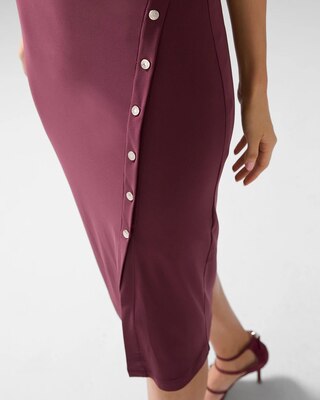 Sleeveless Matte Jersey Diagonal Placket Midi Dress