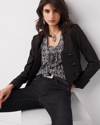 Printed Ruffle Front Blouse click to view larger image.