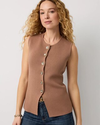 Button Front Longline Sweater Vest