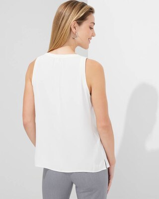 Outlet WHBM Pleated Split-Neck Shell