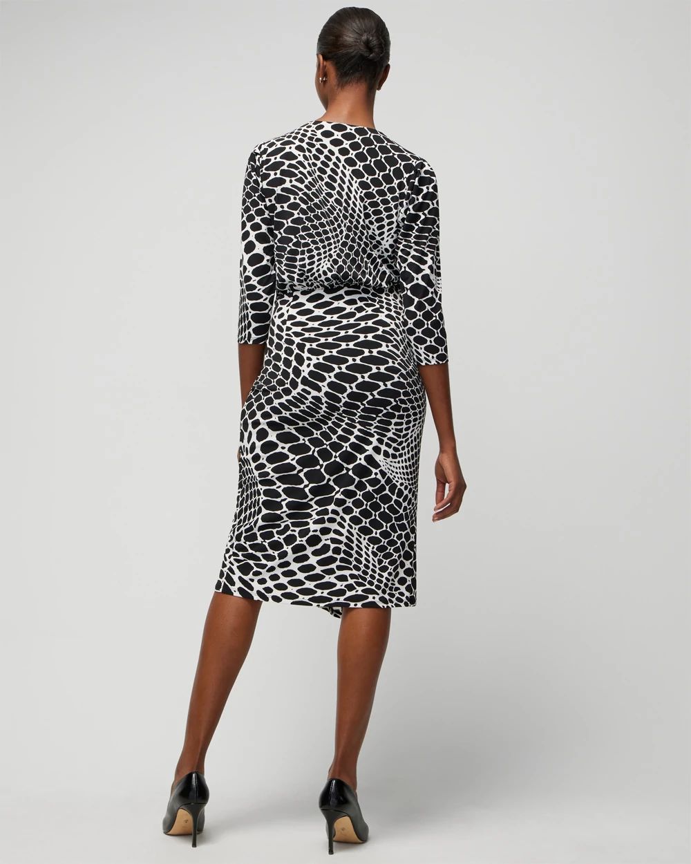 Long Sleeve Ruched Front Matte Jersey Midi Dress